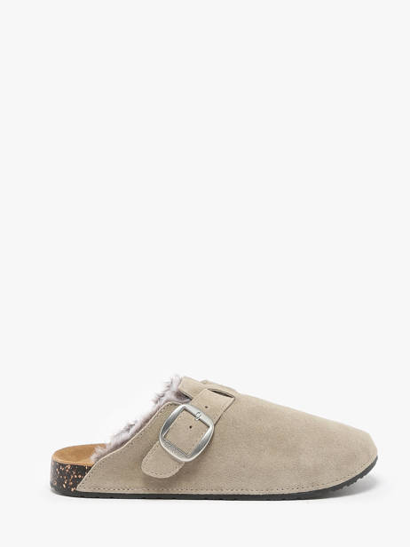 Chaussons En Cuir Isotoner Gris women 94998 vue secondaire 4