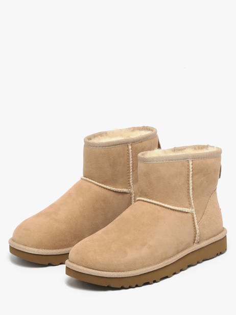 Boots Classic Mini Ii En Cuir Ugg Beige women 1016222 vue secondaire 1