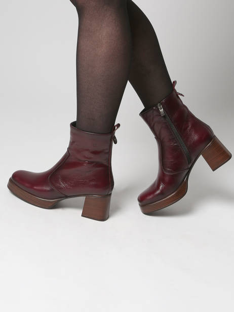 Bottines à Talon Cristel En Cuir Dorking Rouge accessoires D9157 vue secondaire 1