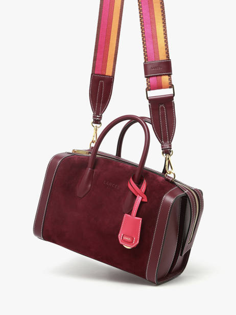 Sac Bowling M Bcbg Cuir Daim Lancel Rouge bcbg A13693 vue secondaire 2