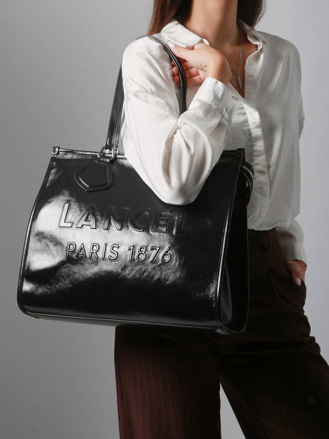 Cabas Zippé En Cuir Naplack Lancel Noir cabas d'ete A13770 vue secondaire 1