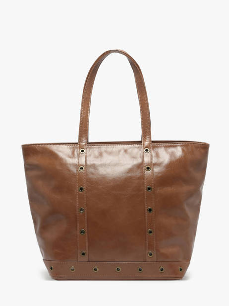 Le Cabas M Zippé En Cuir Craquelé Vanessa bruno Marron cabas cuir 82V40378 vue secondaire 4