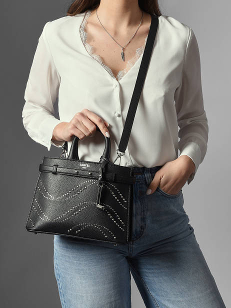 Small Leather Faubourg Studs Bag Lancel Black faubourg A14025 other view 1