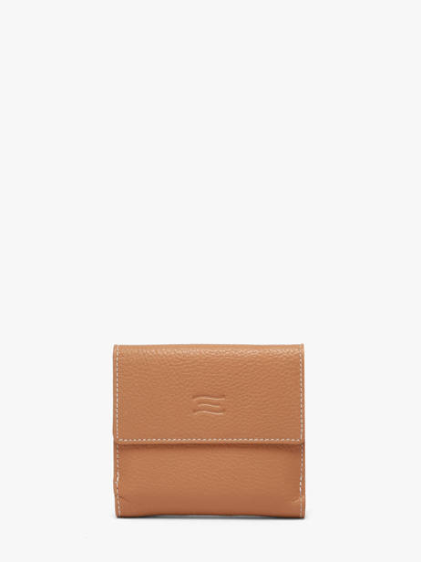 Leather Caviar Compact Wallet Crinkles Brown caviar 14068