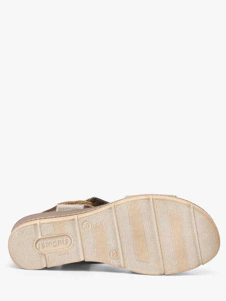 Sandales Talon Compensé En Cuir Remonte Or women 90 vue secondaire 4