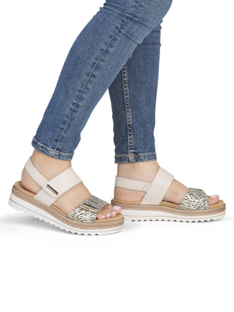 Sandales En Cuir Remonte Beige women 60 vue secondaire 1